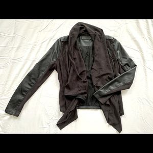 Faux Leather Asymmetric Zip-up Jacket
